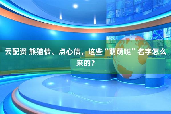 云配资 熊猫债、点心债，这些“萌萌哒”名字怎么来的？