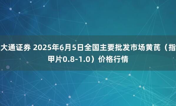 大通证券 2025年6月5日全国主要批发市场黄芪（指甲片0.8-1.0）价格行情